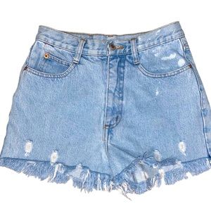 Vintage STEEL Jeans Cut Off Frayed Light Wash Denim Shorts